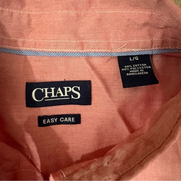 Chaps Mens L Red Pink Lobster Print Short Sleeve Button Down Shirt Front Pocket - Picture 3 of 8